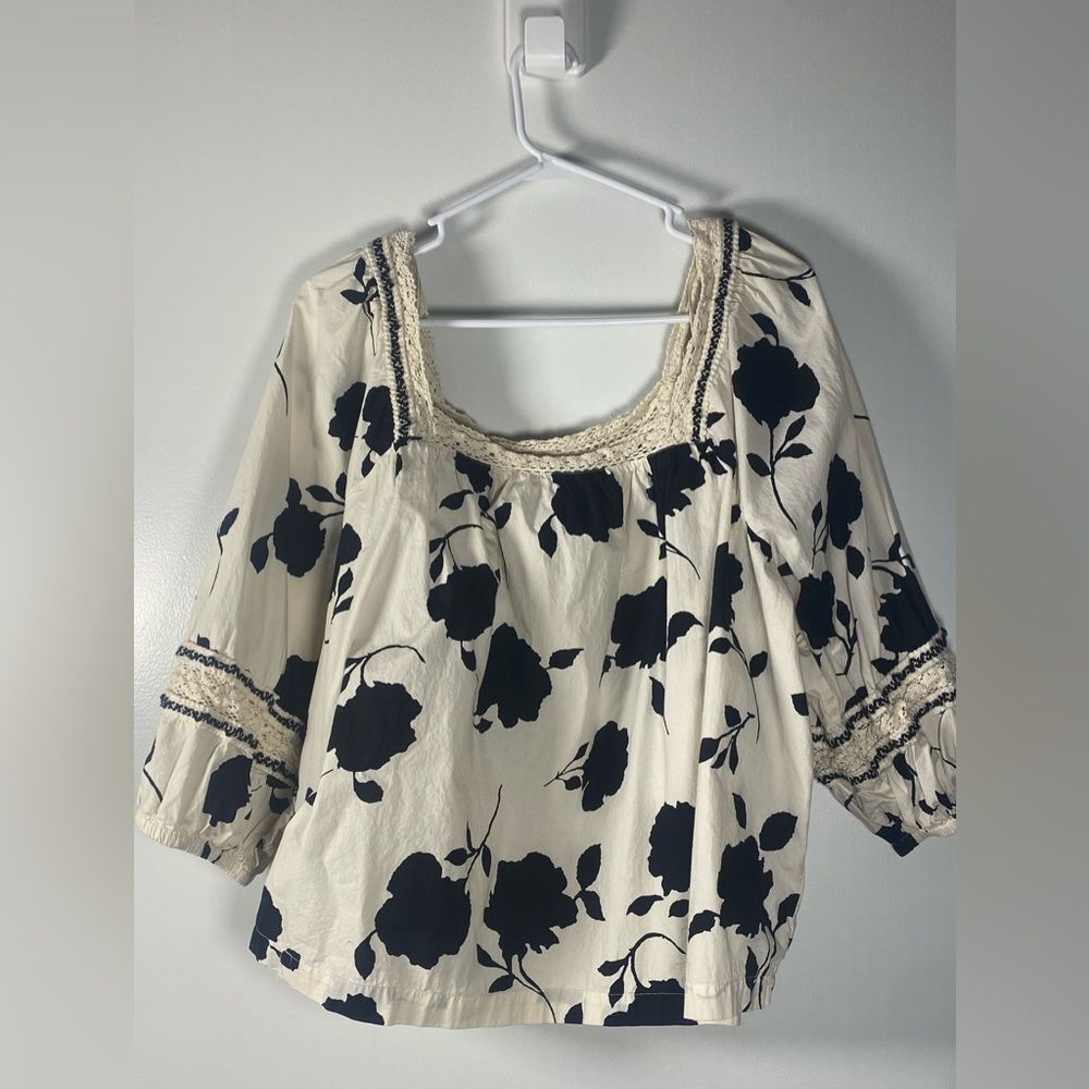 Maurices Embroidered Black Floral Blouse